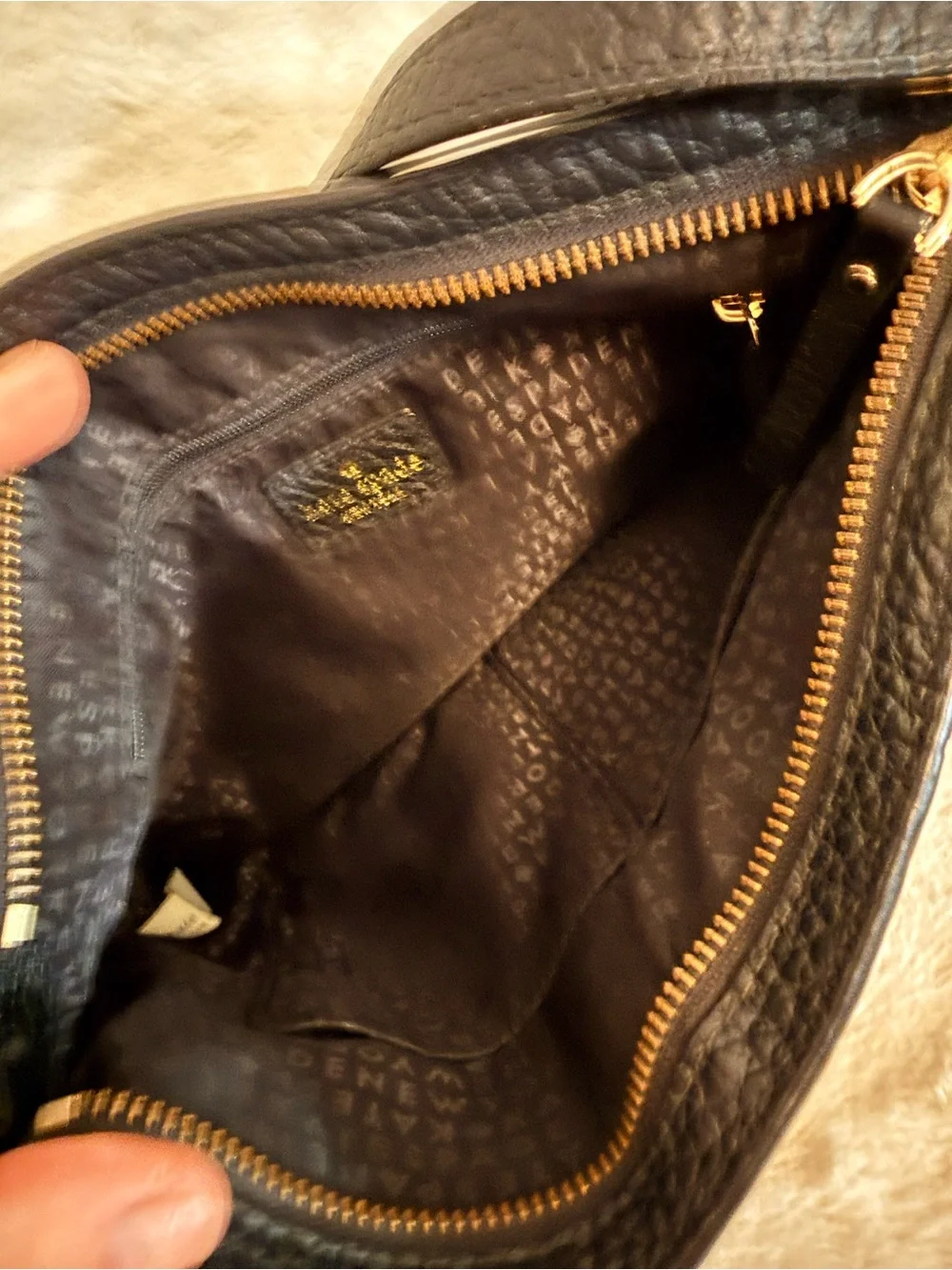 kate spade Black Pebbled Leather Crossbody Bag with Gold Accents